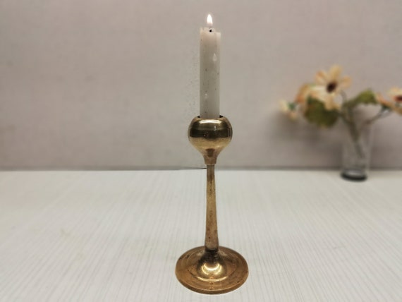 Brass Candle Holder Vintage Candlestick Solid Brass Candle Holder Hight  Candle Holder Single Candle Holder Ceremonial Candlestick 
