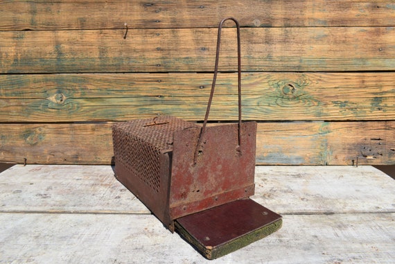 Vintage Handmade Mouse Trap for 50s, Primitive Metal Trap With