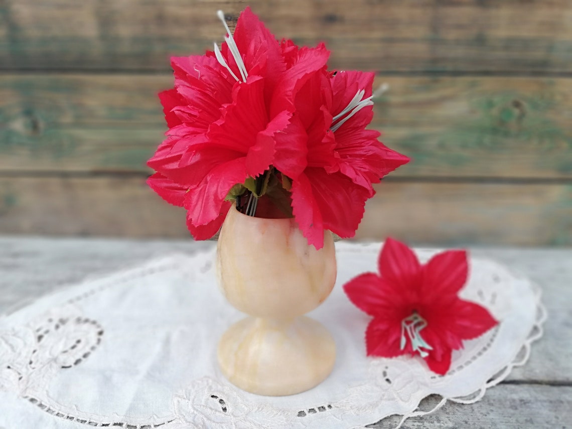 Vintage marble vase Small beige vase Heavy marble vase Etsy