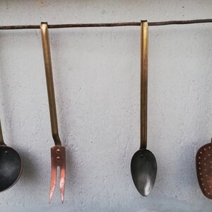 Vintage Copper Brass Kitchen Utensil Set: French Art Deco Cooking Tools