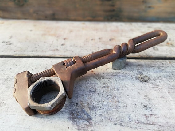 Vintage Metal Handled Adjustable Monkey Wrench Lot of 3 Pipe Wrenches  Antique