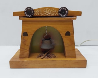 Vintage wooden night lamp - Night lamp-Type fireplace - Decorative reading lamp - Home desk lamp - Old bedroom lamp - Beautiful working lamp