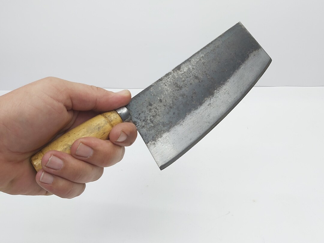 Vintage Cleaver Knife - Meat Chopper With Wooden Handle - Chopping Knife - Kitchen Meat Cleaver ...