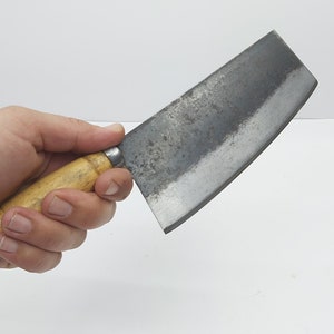 Vintage cleaver knife - Meat chopper with wooden handle - Chopping knife - Kitchen meat cleaver - Meat cutter - Chef&#39;s knife - Butchers tool