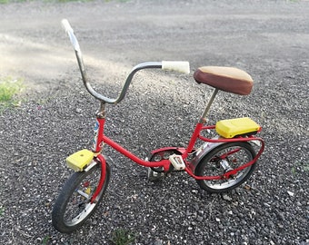 Vintage children's bike from 70s - Made in USSR - Red metallic bicycle - Retro bicycle - Bicycle for boy or girl - Children's summer games