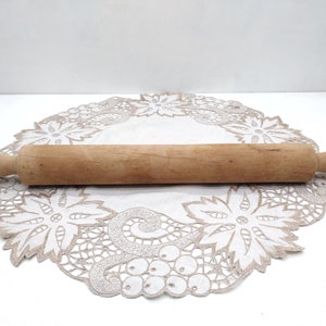 Vintage rolling pin - Solid wood rolling pin - Large size - Dough roller with fixed handles - Pastry roller - Baking tool - Kitchen display