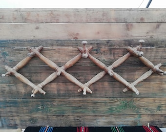 Vintage Wooden Peg Rack: Folding Wall Hanger, Retro Decor