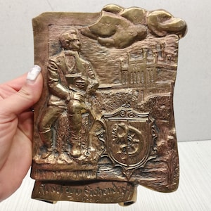Vintage Bronze Eichendorff Bas-Relief Plaque: Ornate Wall Hanging