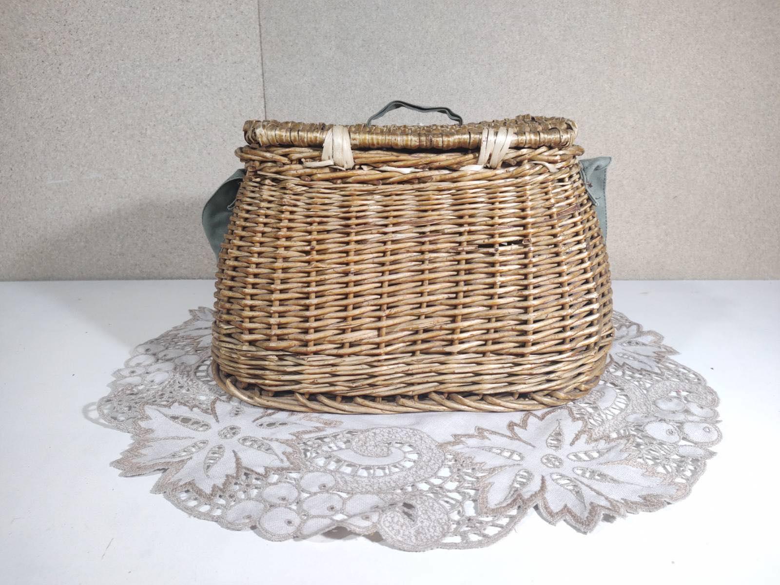 Grand Panier De Pêche Créel En Osier Vintage - Style Fève - Pêche à La Mouche - USA