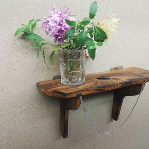 Vintage wall shelf - Handcrafted wood shelf - Hanging shelf - Rack shelf - Home shelf - Wooden display shelf - Shelf for trinkets of 60's