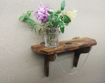 Mensola da parete in legno vintage: espositore da appendere realizzato a mano, arredamento anni '60