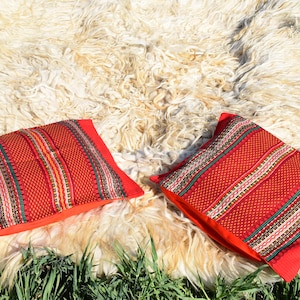 Vintage Hand Embroidered Pillow Case: 60s Bulgarian Decor (15.3x21.5)