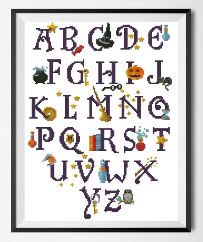 Harry Potter Alphabet cross stitch Wizard cross stitch Magick | Etsy