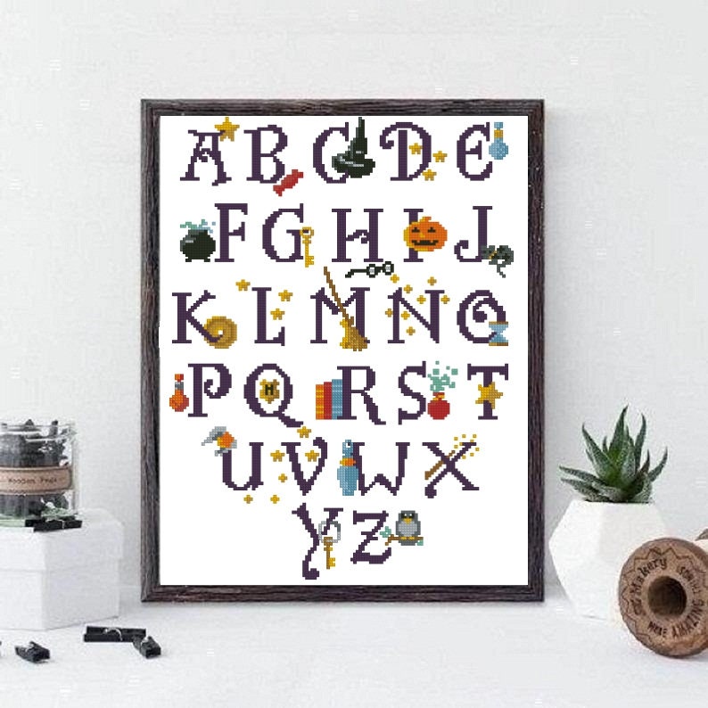 Harry Potter Alphabet cross stitch Wizard cross stitch Magick | Etsy