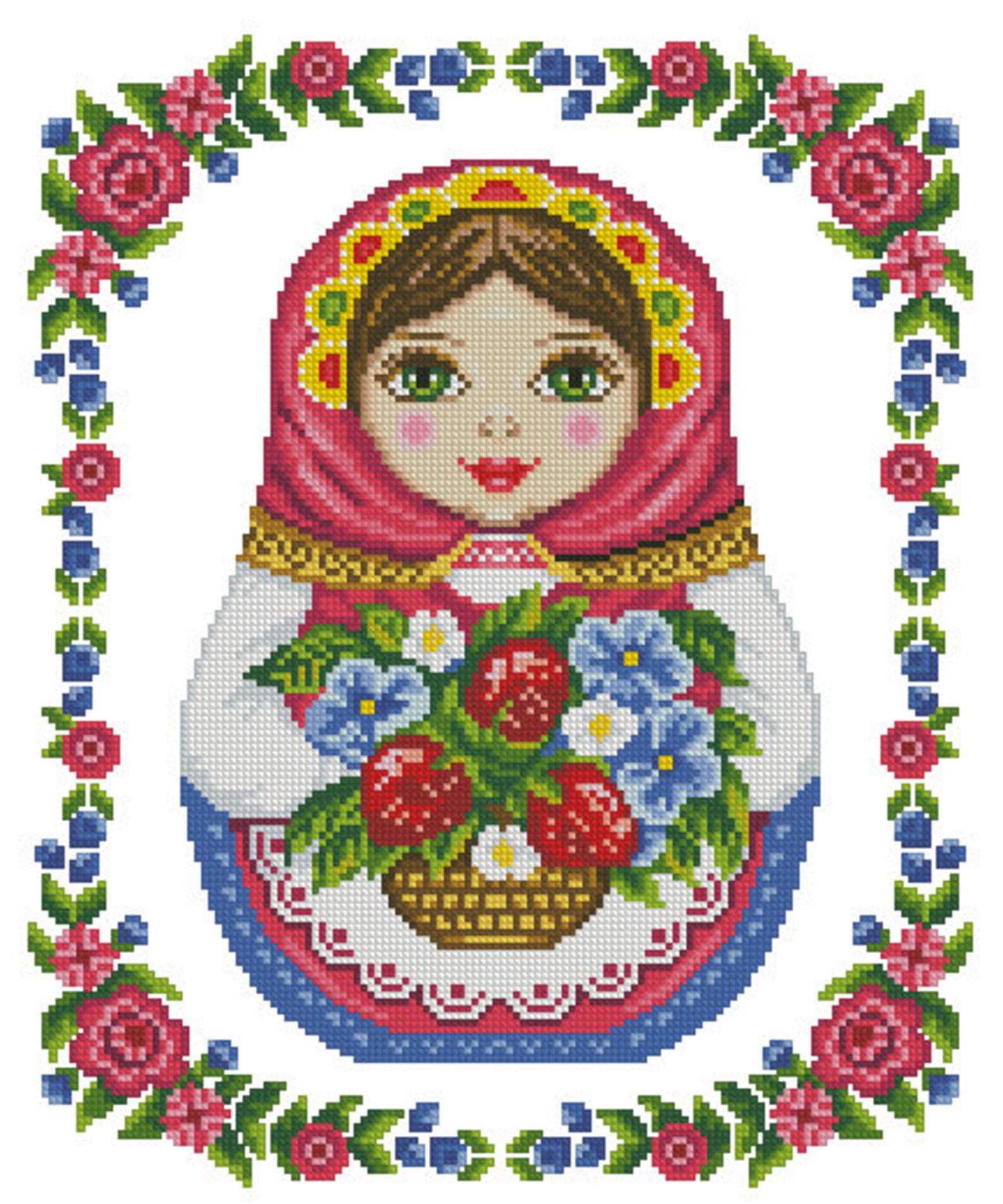 Matryoshka summer cross stitch Russian doll cross stitch Etsy
