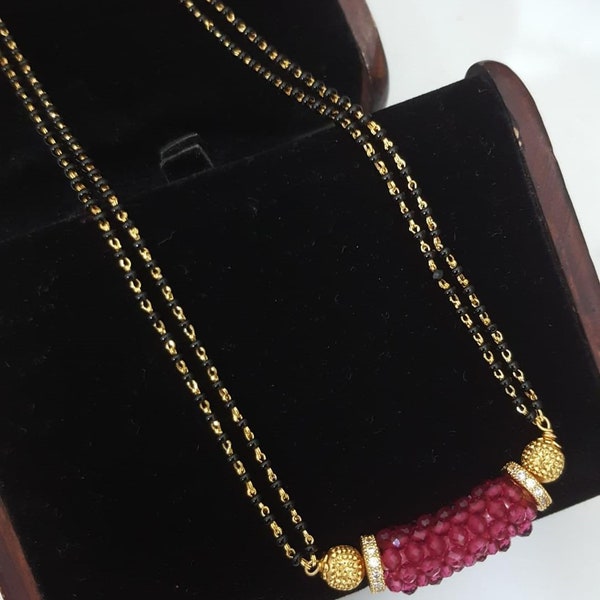 Designer Indian Mangalsutra/Indian Jewelry/Mangalsutra/Black Beads Mangalsutra/Karwachauth Gift/Valentines day Gift/Gift for her/Mangalsutra