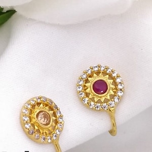 Kundan CZ Non Piercing Nasenring Nasennadel/Braut Nasenring/Indischer Hochzeitsschmuck/Braut Nasenclip/Nasenring/Nasenring Nasenring