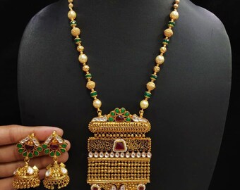 Exclusive Indien Bollywood Pearl Kundan Tour de Cou Mariage Collier Boucle d/'oreille Bijoux