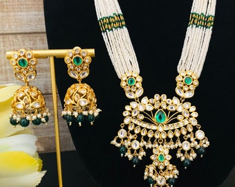 Kundan Pacchi Necklace Set, Ruby Beads, Indian Wedding Jewelry