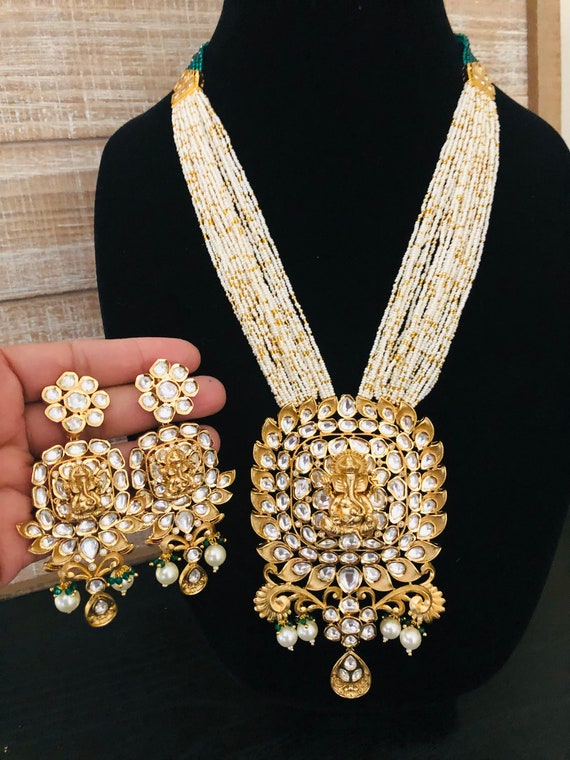 Rajwadi necklace cheap in gold