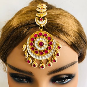 Pacchi Kundan Ruby Maang Tikka / Sabyasachi Kundan Mang Tika/ Ruby Kundan MangTika/ Kundan Mang Tika/ Statement Mang Tika/ Bridal Mang Tika