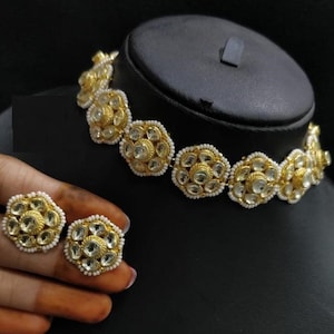 Kundan Flower Necklace/ Kundan Choker / Kundan Bridal necklace/ Sabyasachi Kundan Necklace/ Traditional Necklace/ Kundan Jadau Jewelry