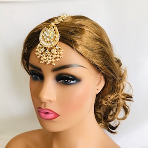 Kundan Maang Tikka / Sabyasachi Ruby Emerald White Maangtika / Mang Tika/ Bridal Jewelry / Indian wedding / Golden Jadau Headpiece