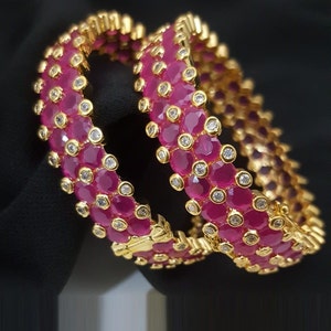 Pink Bangles/ Ruby Bangles/ CZ Pink bangles/ Sabyasachi Bangles/ Openable Bangles/ Pink Indian Bangles/ Pakistani Jewelry/ 2.4,2.6,2.8