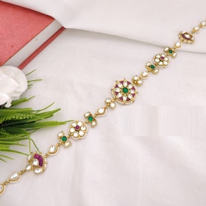 Kundan Sheeshphool / Bridal Pacchi Kundan Mathapatti / Sabyasacchi Kundan Sheeshphool / Indian Mang Tikaa/ Kundan Headpiece/Hair Jewelry