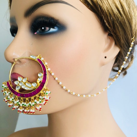 SCREW NOSE PIN REVIEW :BAHUBALI STYLE : PEACOCK DESIGN : ETHNIC WEAR WITH  PRICE: BRIDAL NOSE RING - YouTube