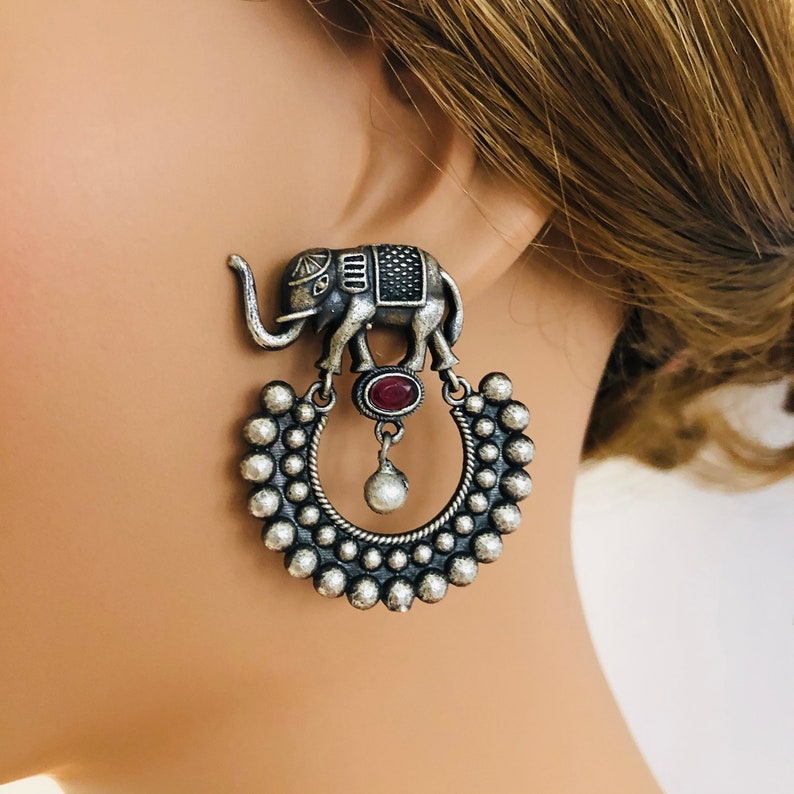 Silver Oxidized EarringsEthnic EarringsParty EarringGerman Silver EarringsSilver Oxidized EarringsIndian EarringsEthnicTribal Jewelry