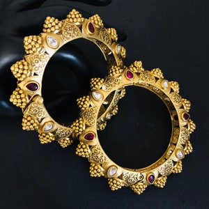 Matte Gold Bangles / Rajwadi Kundan Openable Bangles/ Statement Sabyasachi Bangles/ Meenakari Kadas/ Indian Jewelry/ Pakistani Bridal