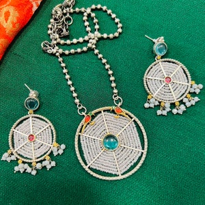 925-stijl geoxideerde zilveren ketting / tribal statement-parelketting / geoxideerde zilveren sieraden / handgemaakte statement-ketting