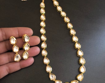 Kundan Meenakari Necklace Set: Indian Wedding Jewelry, Gold Plated