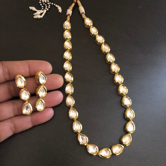 Kundan Meenakari Necklace Set: Indian Wedding Jewelry, Gold Plated