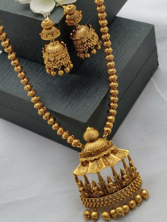 Gold necklace lakshmi designs deals