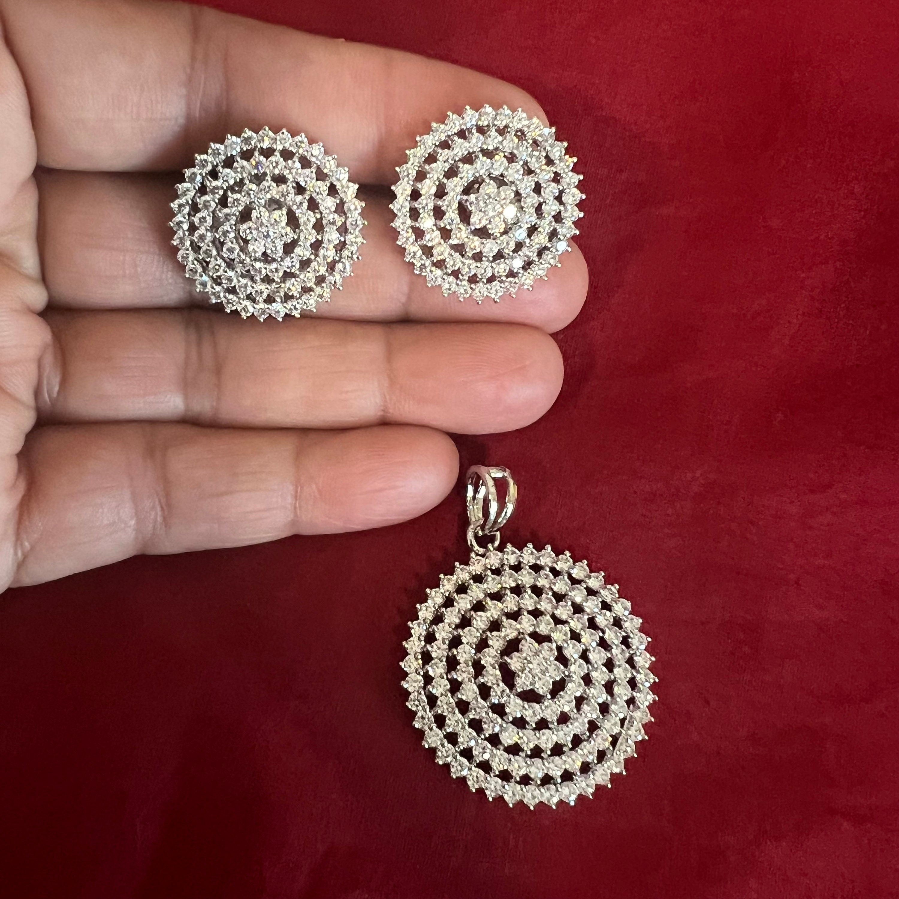 Gold Plated Ruby CZ Pendant Set/ Silver Cubic Zirconia