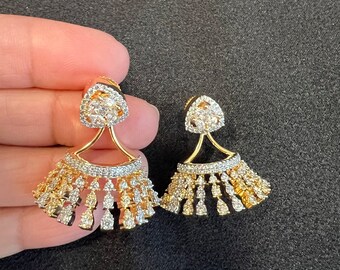 22K Gold Finish CZ Stud Earrings - Indian Wedding Jewelry