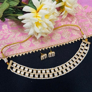 Golden Pacchi Kundan Necklace/ Kundan Choker/ Sabyasachi Kundan Necklace/ Kundan Wedding Necklace / Bridal Jaipuri Kundan Necklace