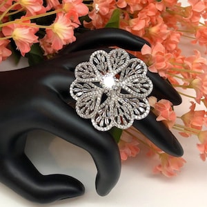 CZ Ring/Cubic Zirconia Ring/Bridal American Diamond Statement Ring/Statement Ring/Cocktail Ring/Bridal Ring/Bollywood Wedding Jewelry