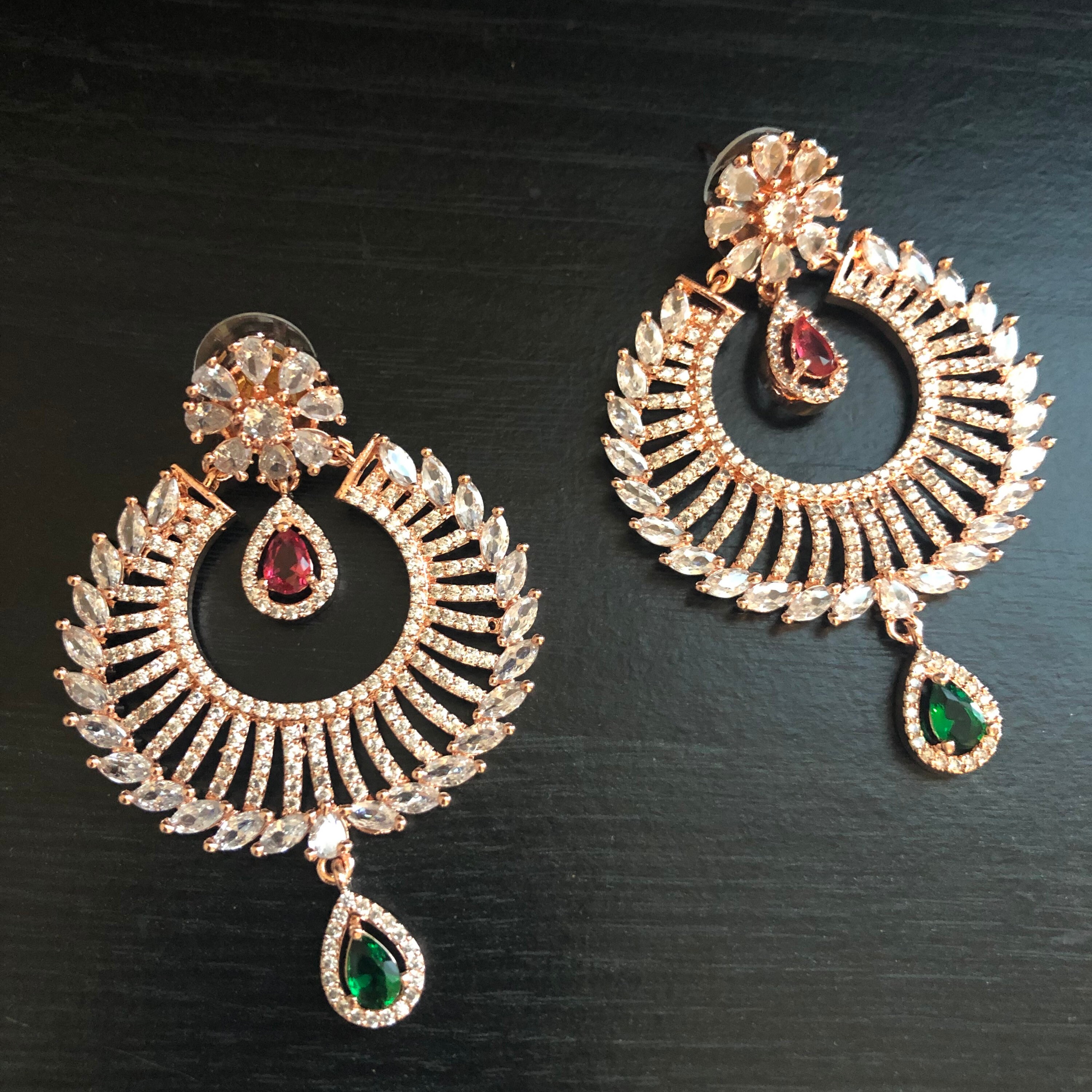 Gold white stone earrings designs deals