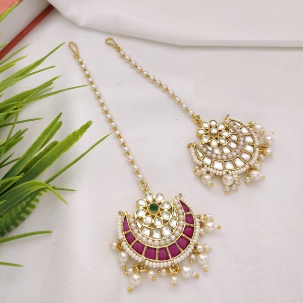 Sabyasachi Pacchi Kundan Mang Tika /Kundan Mang Tika / Rajwadi Bollywood Mang Tika / Bridal Mang Tika/Ruby Emerald Mang Tika /Punjabi Tikka