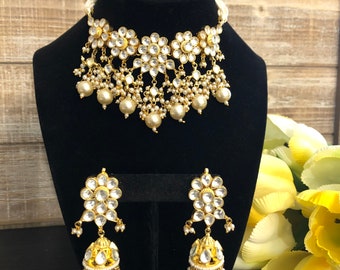 Gargantilla de perlas Kundan, joyería nupcial india