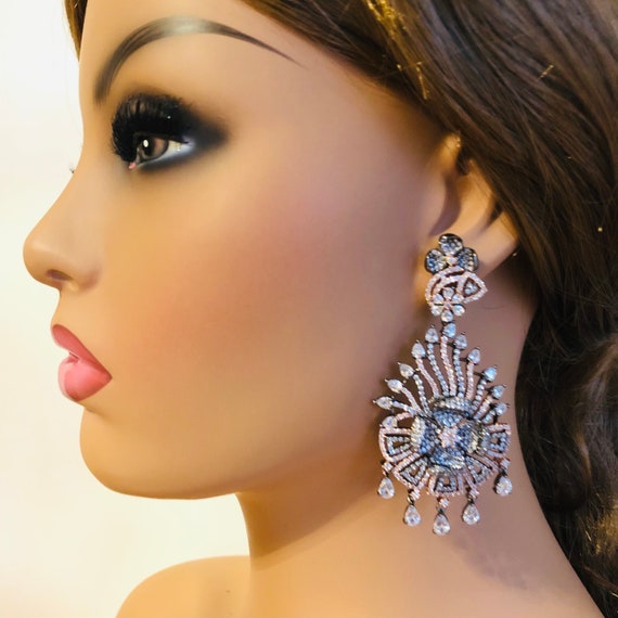 Black Rose Gold Cocktail Earrings Cubic Zirconia Party Earrings Rose Gold Victorian Earrings CZ Bridal Earrings Bridesmaid Earrings Etsy Ireland