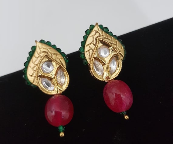 Kundan cheap meena earrings