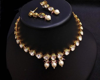 Kundan Necklace Set: Indian Wedding Jewelry, Meenakari & Pearl Beads
