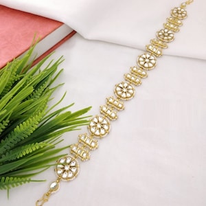Bridal Mathapatti/Pacchi Kundan Sheeshphool/Sabyasacchi Mathapatti/ Kundan Hair Jewelry/Indian wedding Mang Tikaa/Kundan Headpiece/Damini