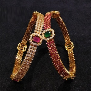 CZ Bangles/ Ruby Bangles/ Indian Mixnmatch Bangles set/ Bridal CZ bangles/ Cubic Zirconia Bangles/ Indian Traditional Jewelry/Punjabi Bangle