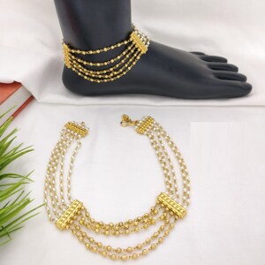 Kundan Payal/ Sabyasachi Payal/ Pajeb/ Indian Jewelry/ Kundan Anklets/ Indian Payal/ Multilayer Indian Anklets/ Indian Jewelry/ Polki Payal