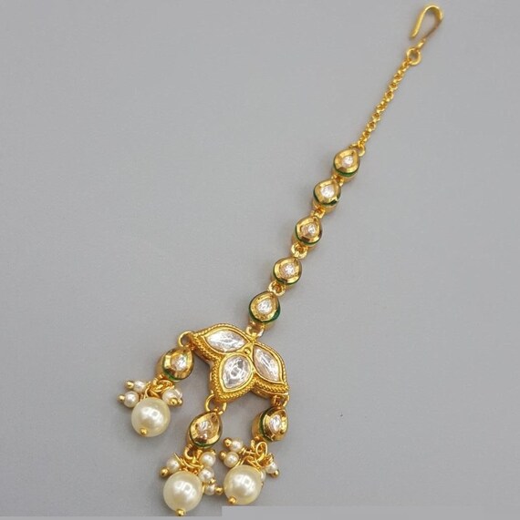 Small Kundan Maang tikka Mang Tika for Kids Kundan Jewelry Kundan wedding jewelry Kundan Jewelry Kundan Mangtika for girls